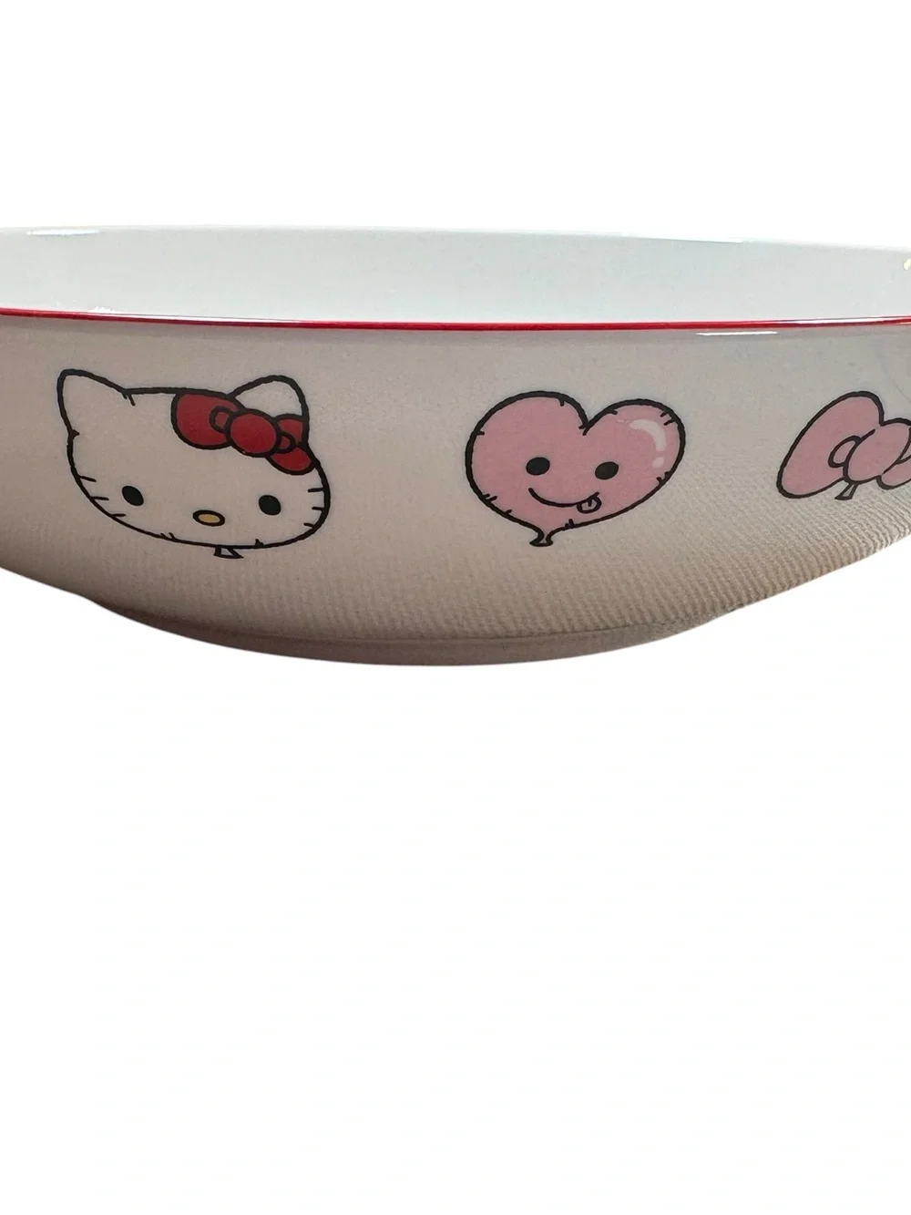Hello Kitty White and Red Love Heart Ceramic Pasta Bowls - Pair